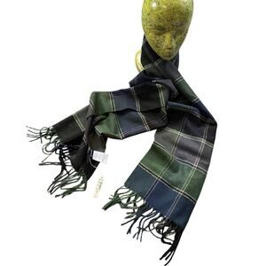 Madewell Green Tartan Plaid Fringed Scarf NWT - 76”x12”